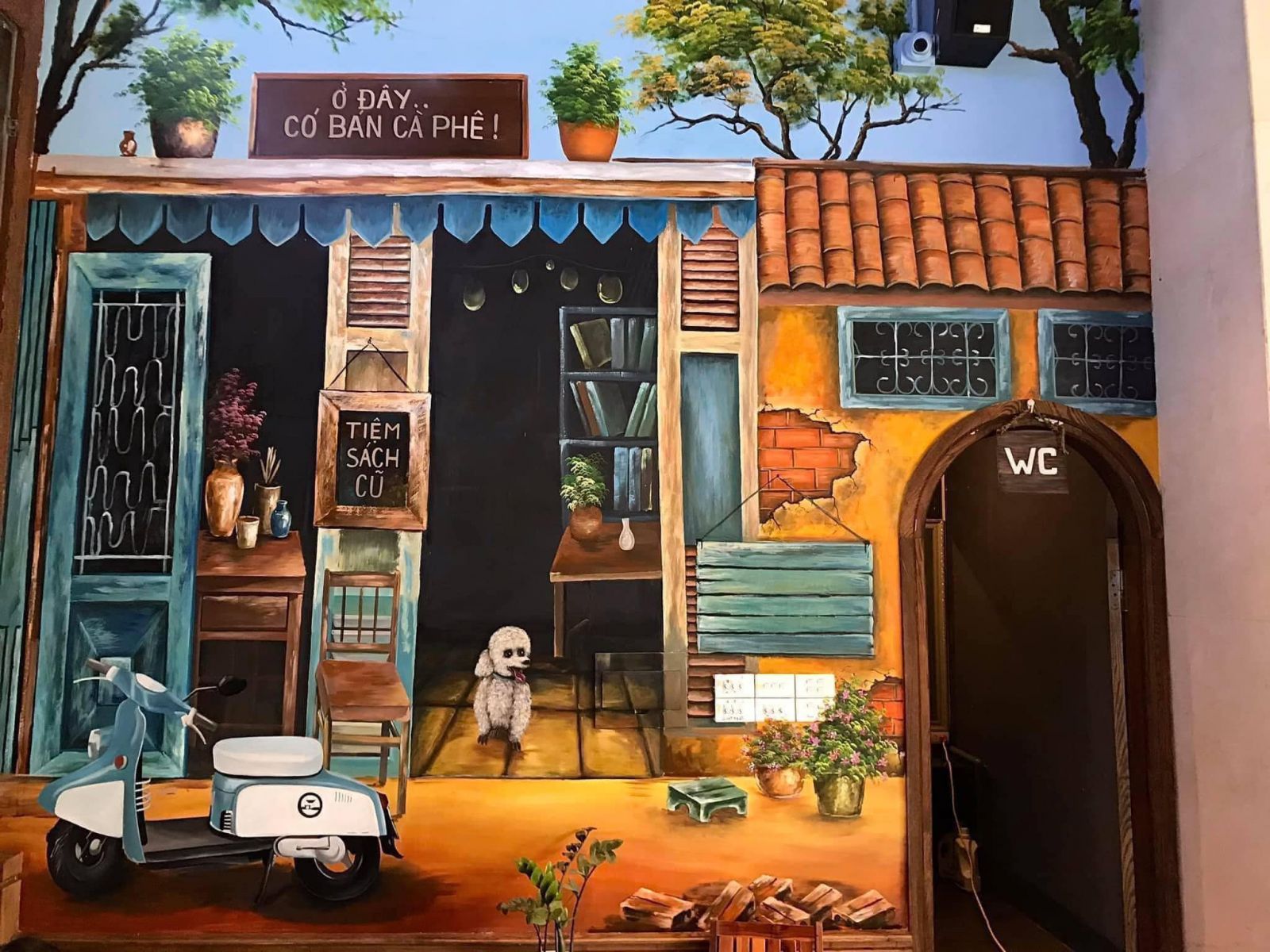 Gợi ý 25 mẫu vẽ tranh tường phố cổ đẹp cho quán cafe, nhà hàng khách sạn